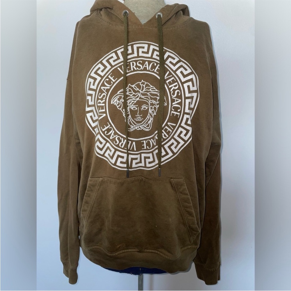 Versace Green/Brown Sweatshirt with Greek Key Design